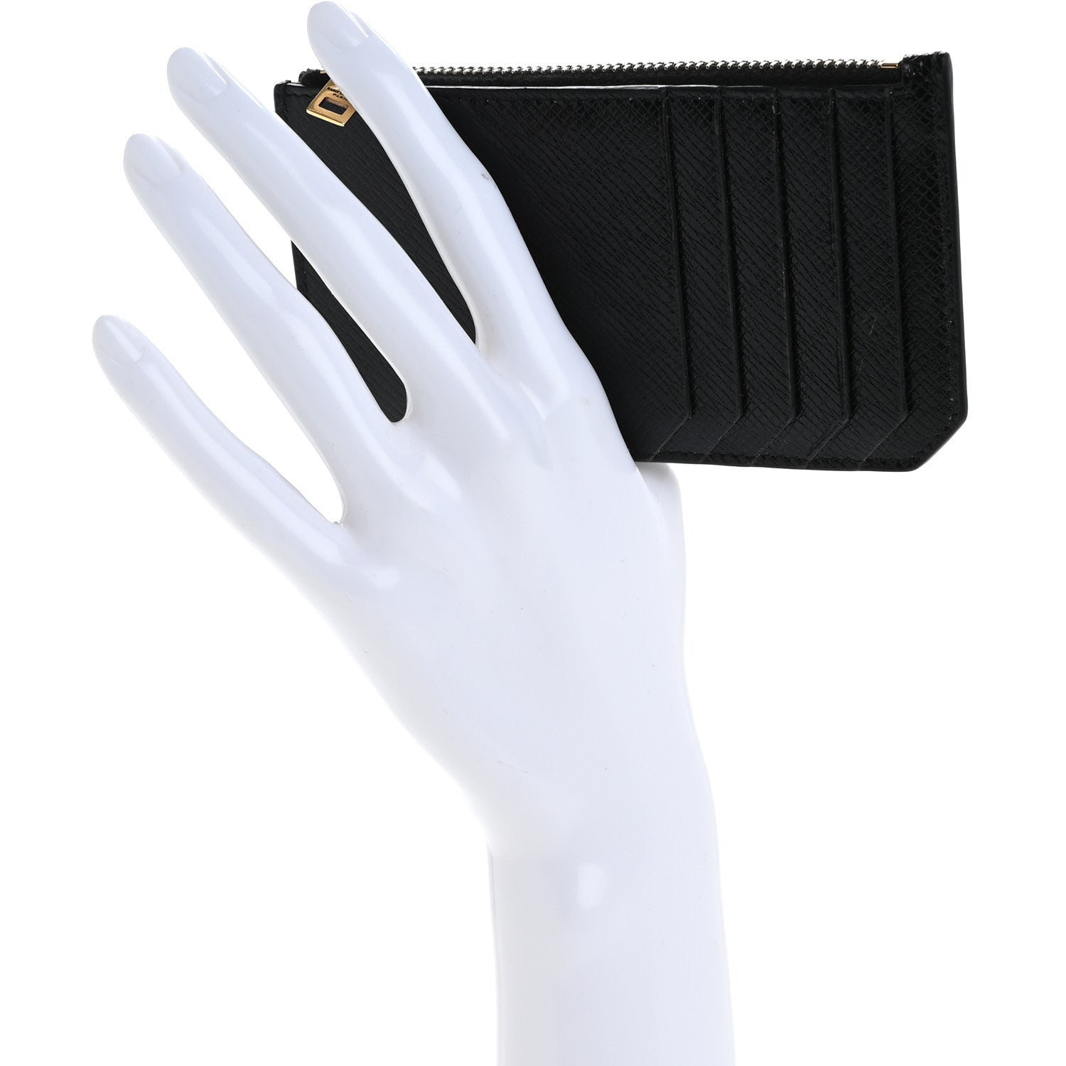 Saint Laurent Calfskin 5 Fragments Zip Pouch Card Holder Black 2 of 13