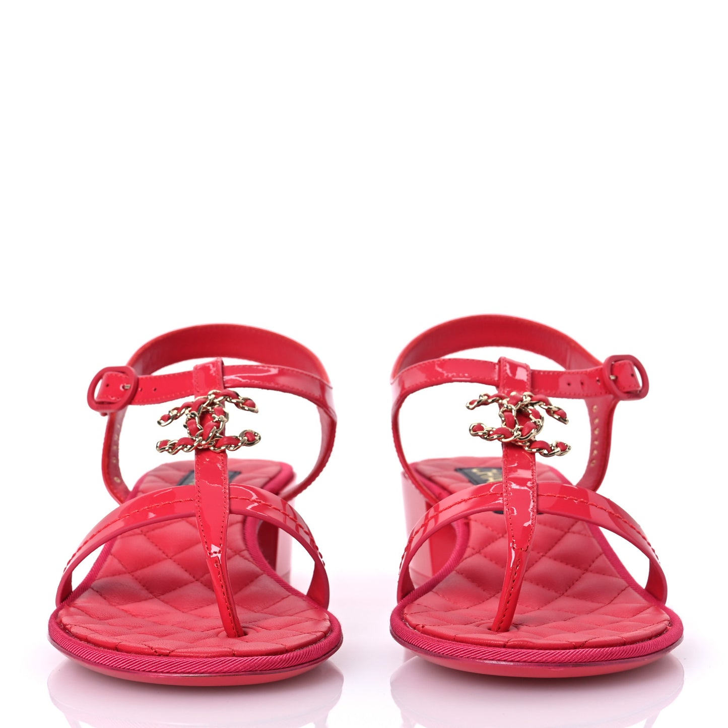 Patent CC Logo Thong Sandals 38.5 Red