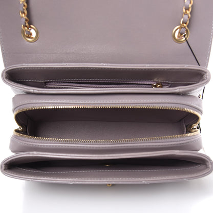 Chanel Lambskin Chevron Stitched Envelope Flap Light Grey 5 of 16