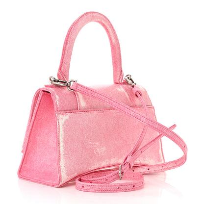 Balenciaga Nappa Denim Printed Small Hourglass Top Handle Bag Denim Pink 3 of 11