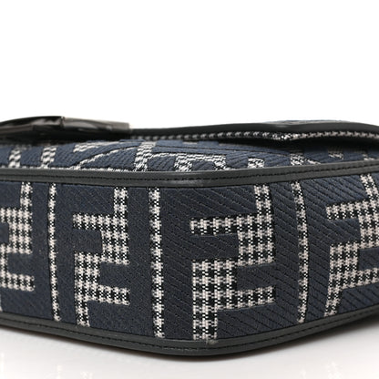 Fendi Wool Vitello King Houndstooth FF Embroidered Baguette Grigio Anthracite 8 of 8