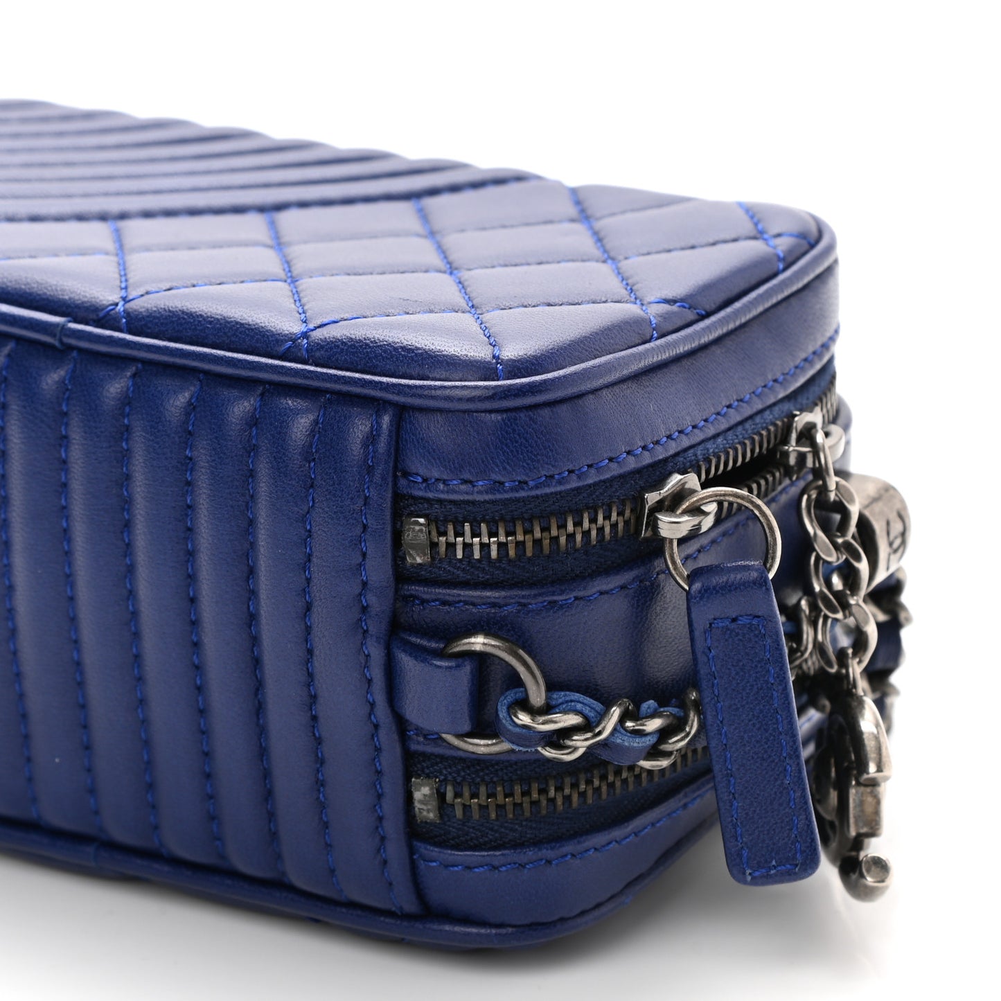 Lambskin Quilted Mini Coco Boy Camera Bag Blue