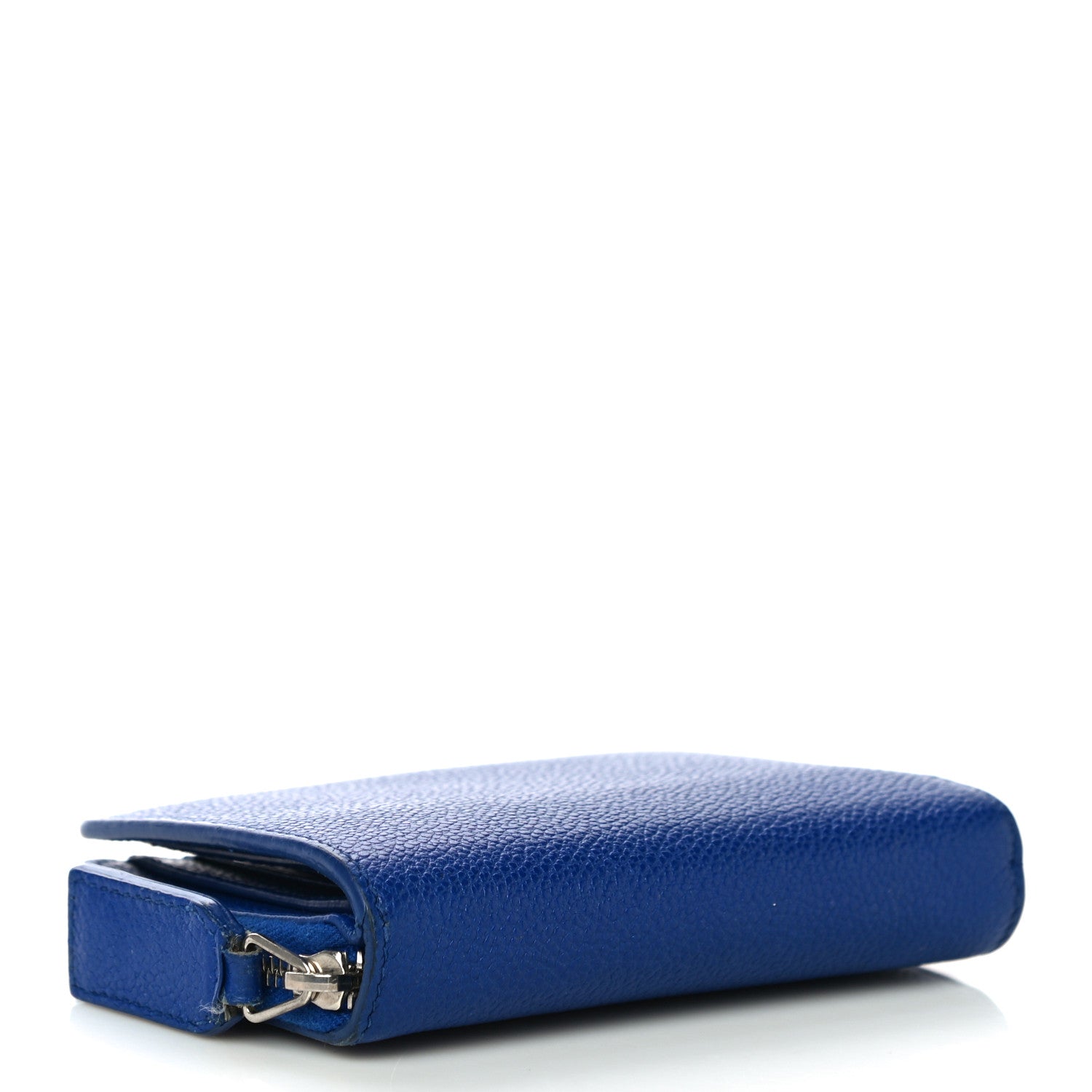 Saint Laurent Grained Calfskin Rive Gauche Compact Zip Around Wallet Royal Blue 4 of 10