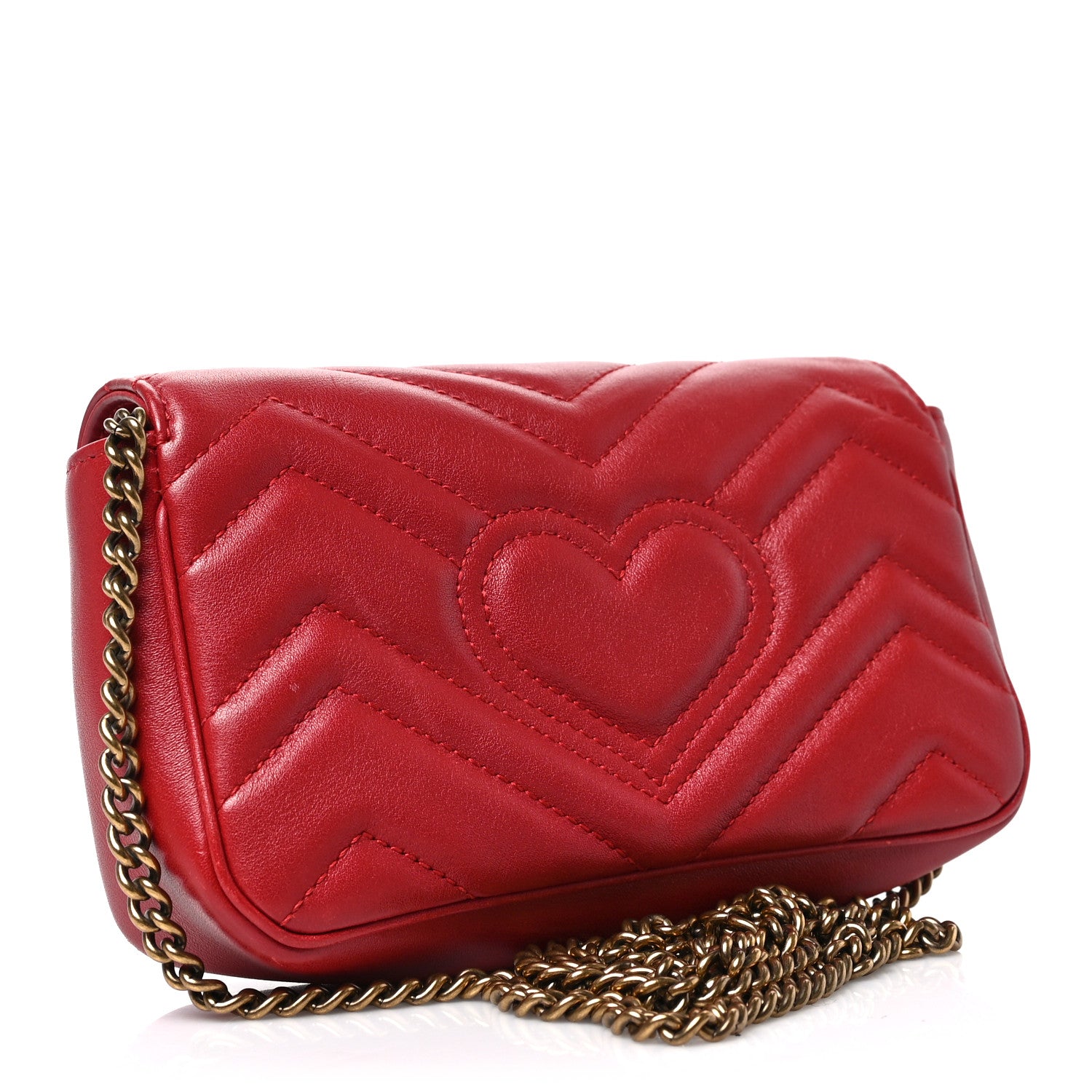 Gucci Calfskin Matelasse Super Mini GG Marmont Shoulder Bag Hibiscus Red 5 of 19