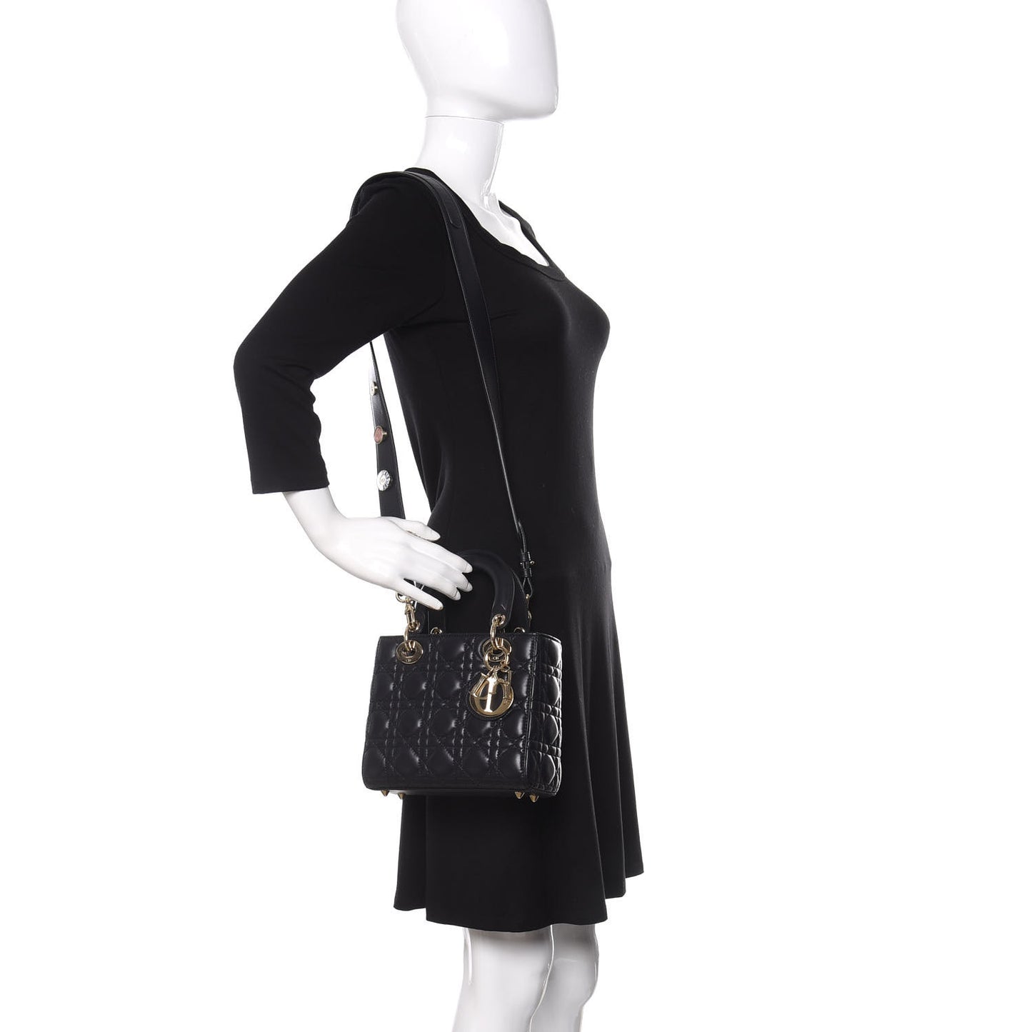Lambskin Cannage Small Lucky Badges My Lady Dior Navy