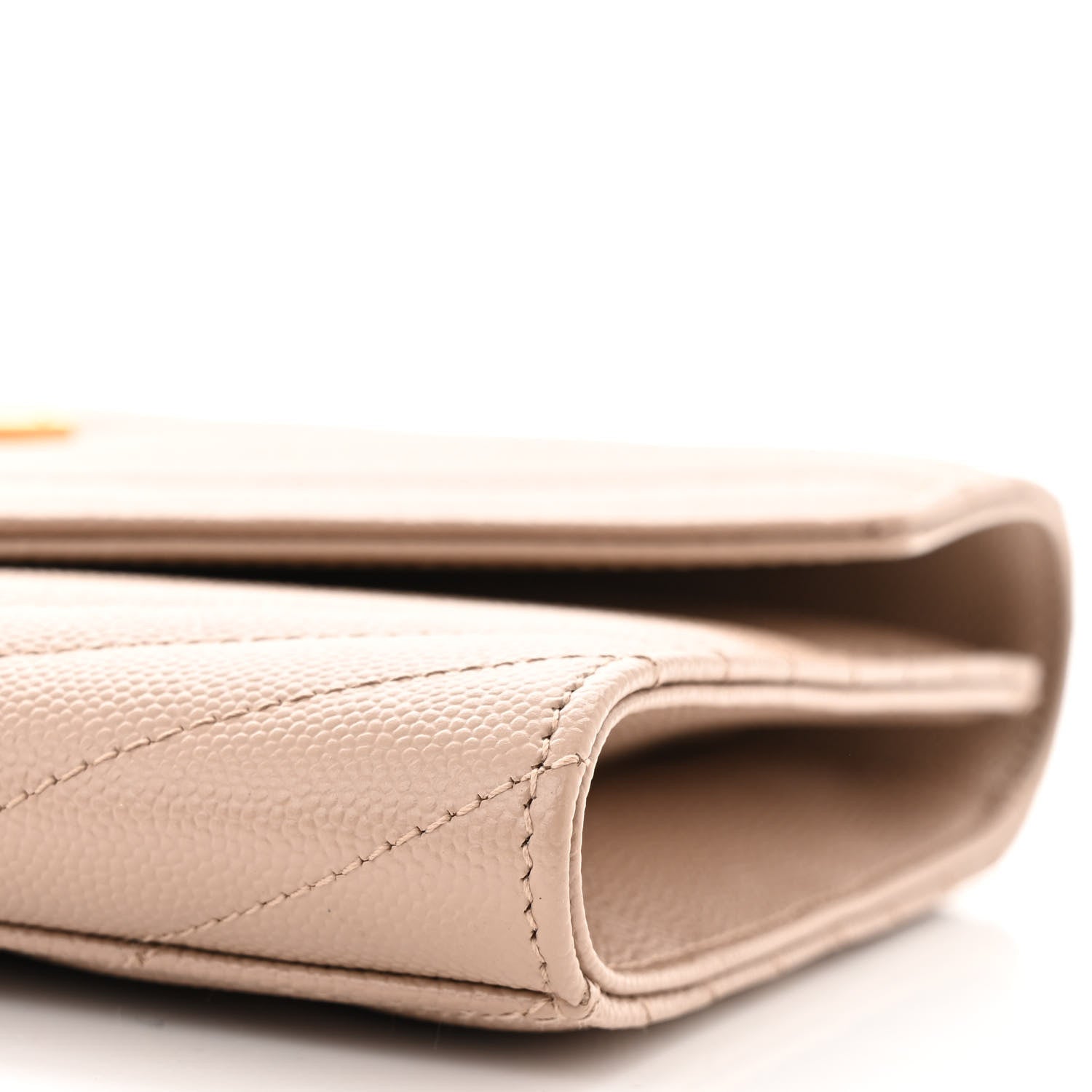 Saint Laurent Grain De Poudre Matelasse Chevron Monogram Envelope Clutch Dark Beige 10 of 11