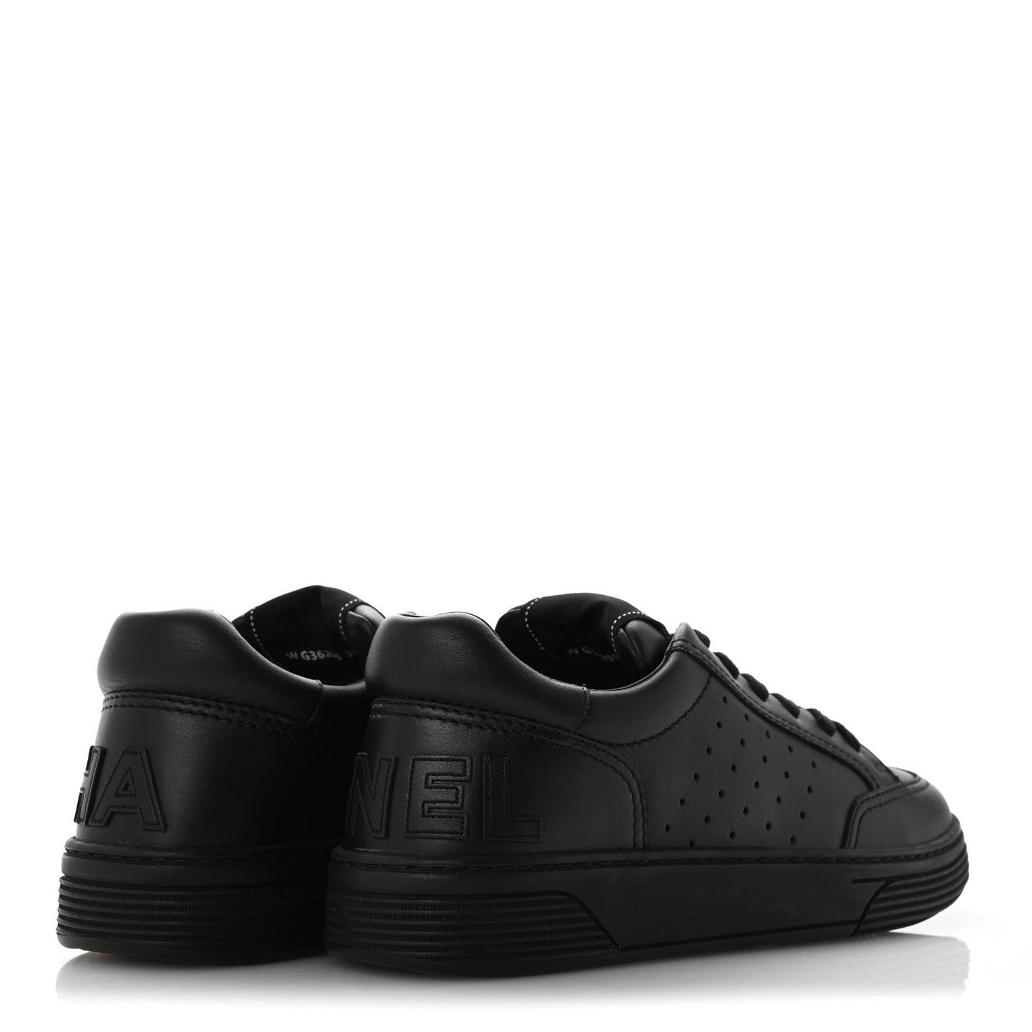 Calfskin Womens Logo Sneakers 38.5 Black