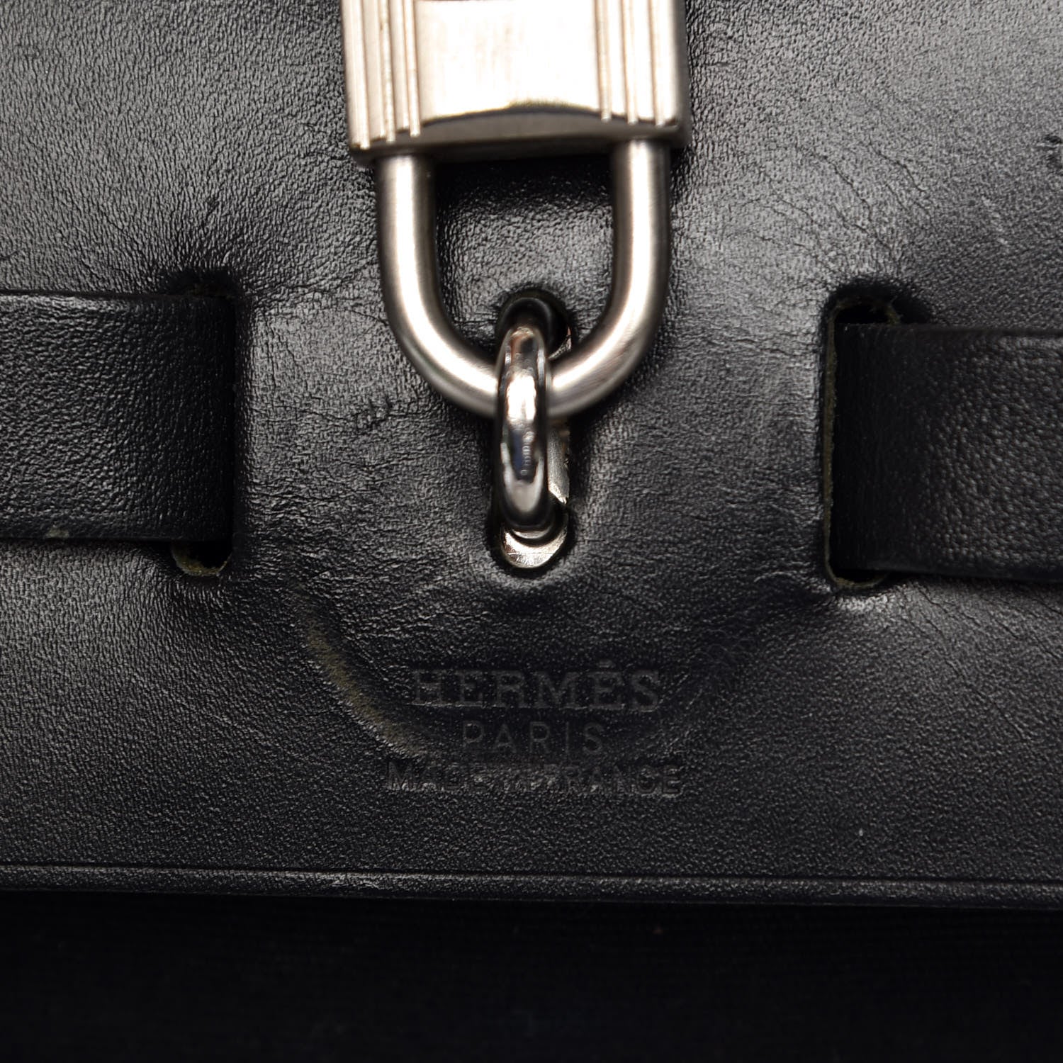 Hermes Toile Vache Calfskin Herbag 30 PM Black 7 of 11