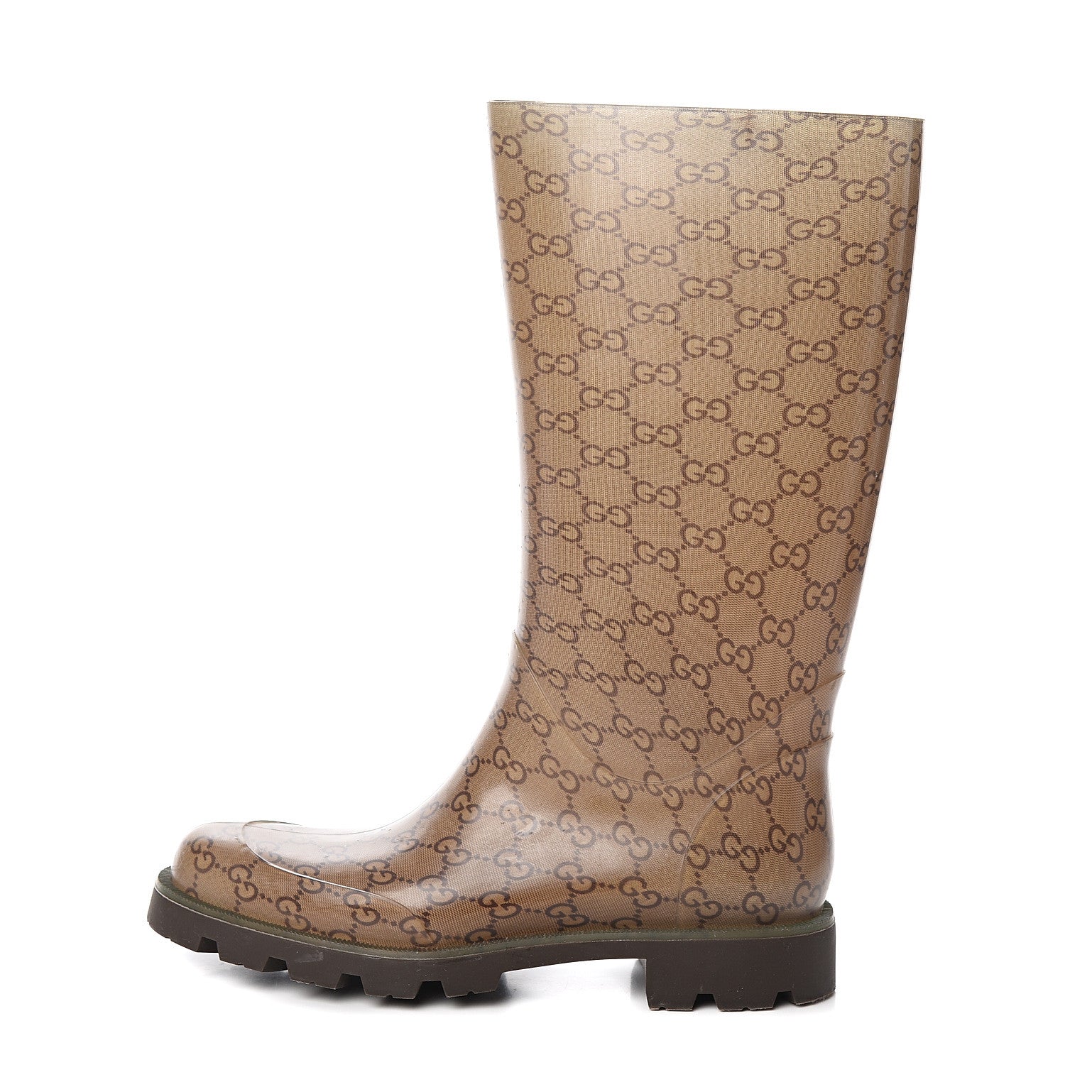 Gucci Rubber Monogram Edinburg Rain Boots 40 Transparent Cocoa 1 of 7