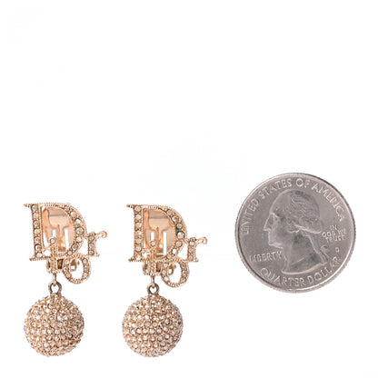 Christian Dior Crystal Logo Clip On Earrings Gold 2 of 6