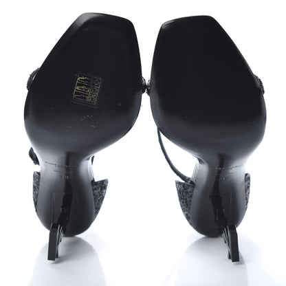 Saint Laurent Glitter Opyum Sandals 38 Black 5 of 11
