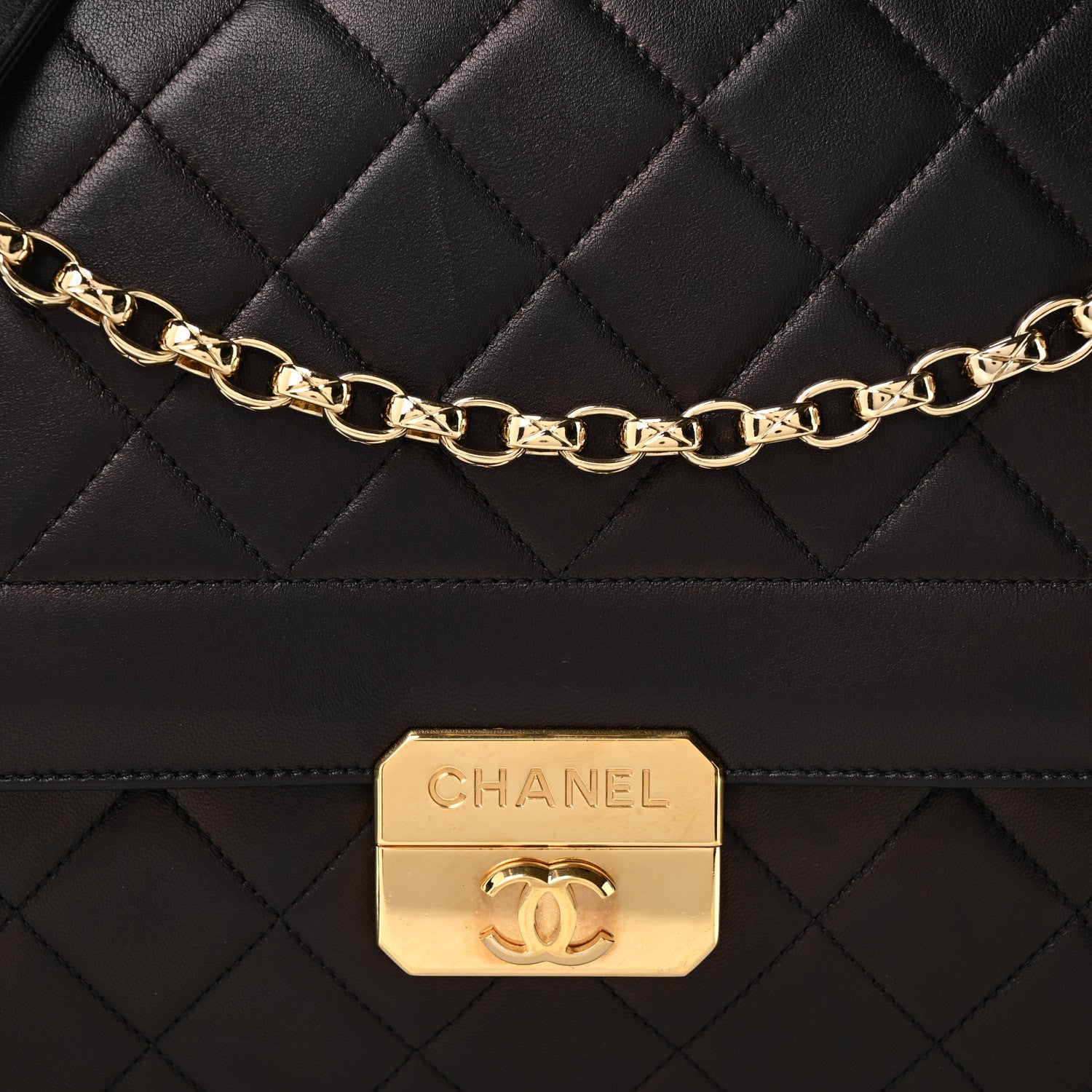 Chanel Metallic Lambskin Quilted Large Chic With Me Flap Black 7 of 10