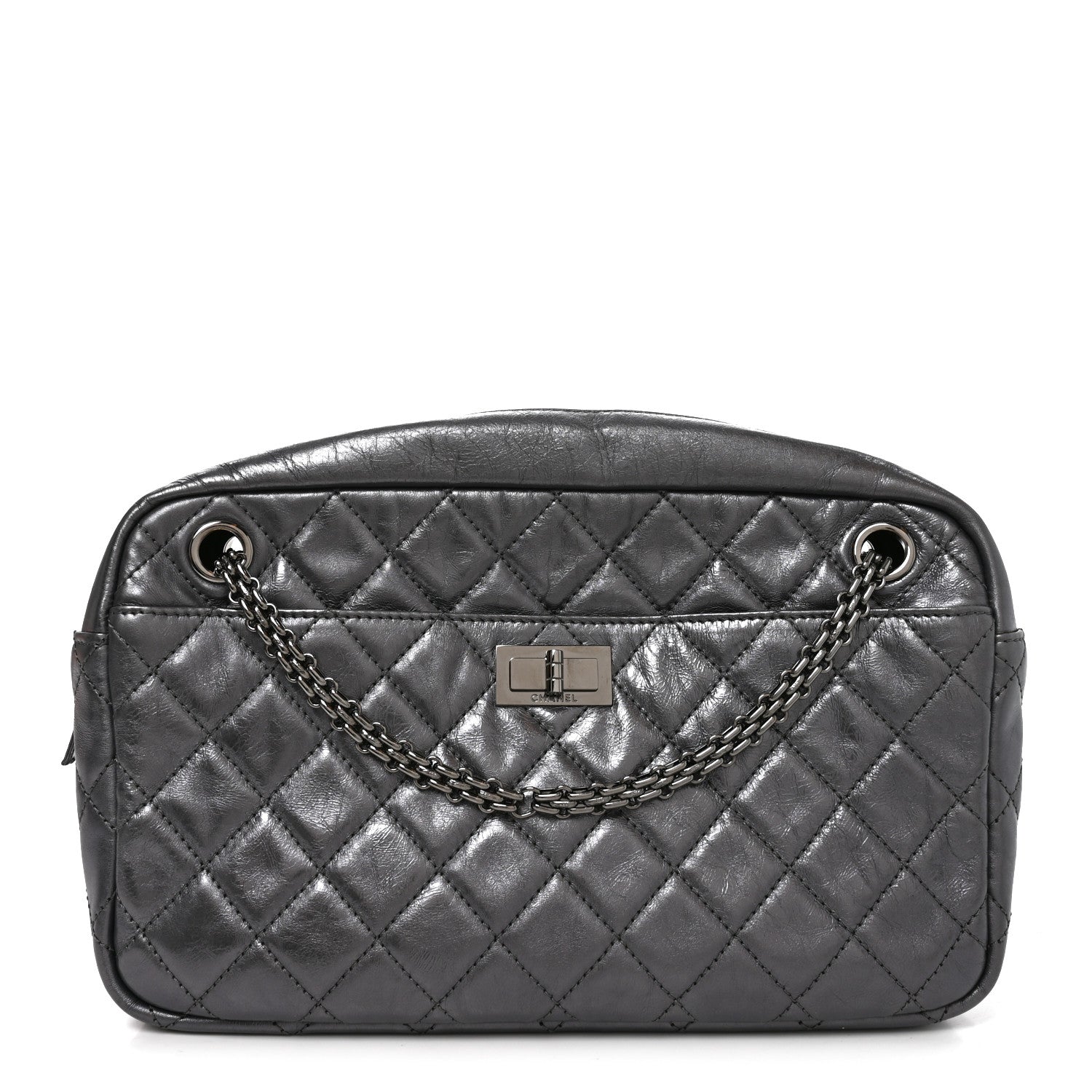 Chanel Metallic Aged Calfskin Quilted Medium Reissue Camera Case Dark Silver 1 of 10