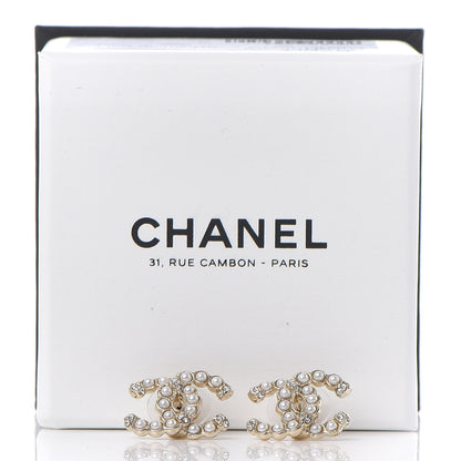 Chanel Pearl Crystal CC Earrings Gold 5 of 5