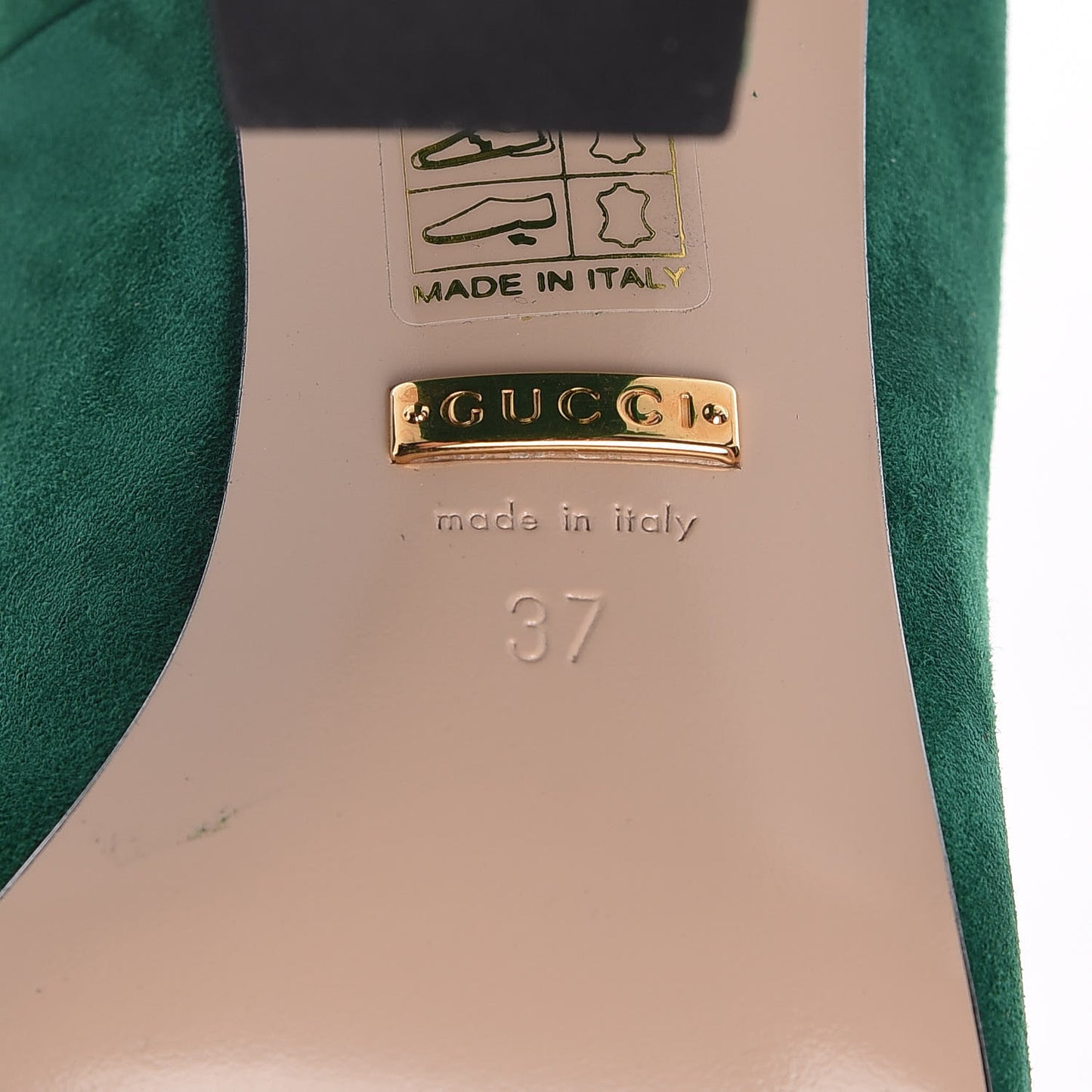Kid Scamosciato GG Marmont Fringe 105mm Loafer Pumps 37 Emerald