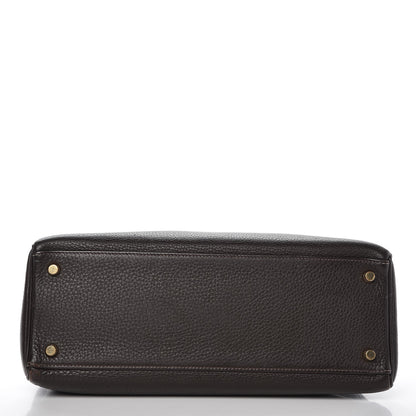 Hermes Taurillon Clemence Kelly Retourne 32 Chocolate 7 of 41