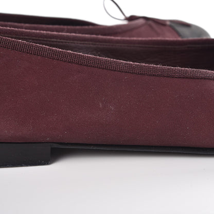 Chanel Nubuck Cap Toe CC Ballerina Flats 41 Burgundy Black 11 of 13