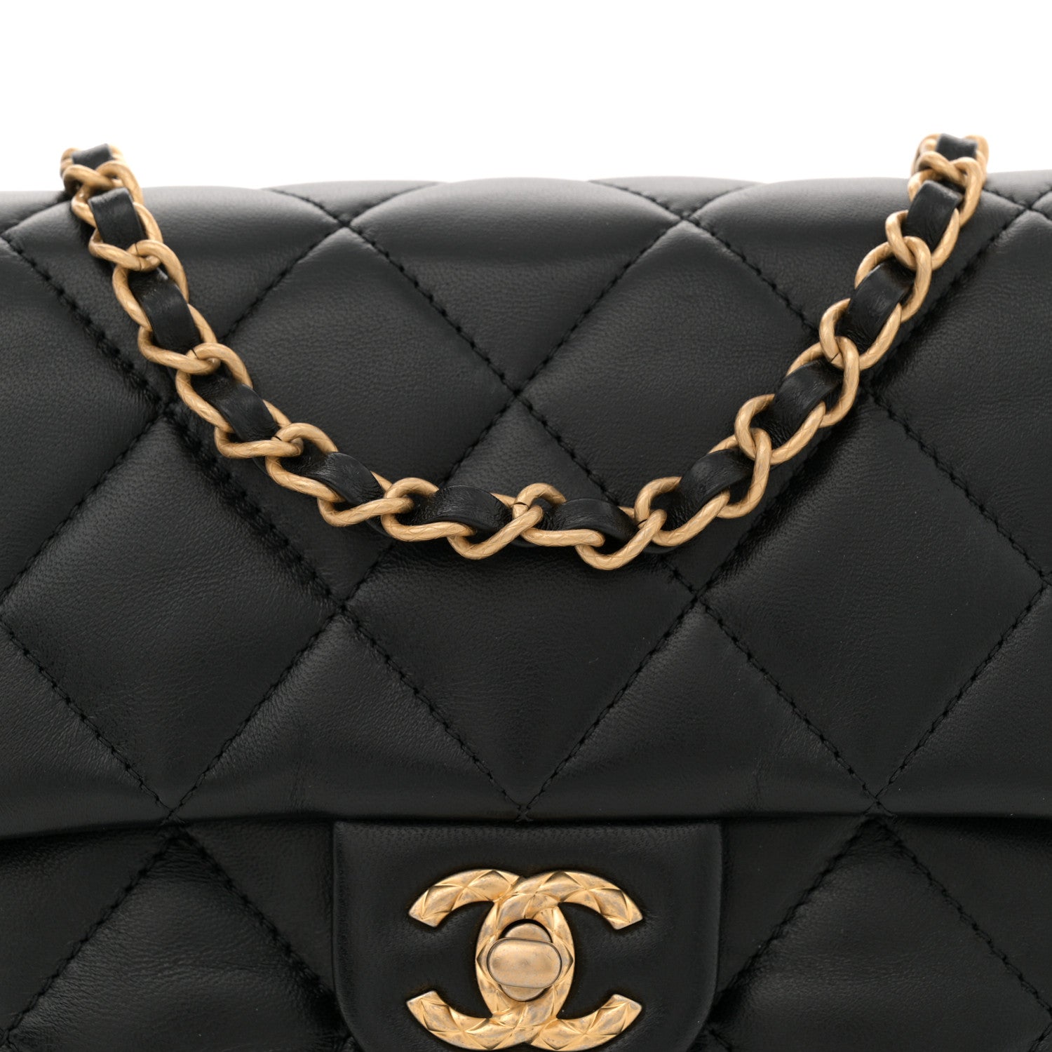 Chanel Lambskin Quilted Chain Around Mini Flap Bag Black 8 of 10