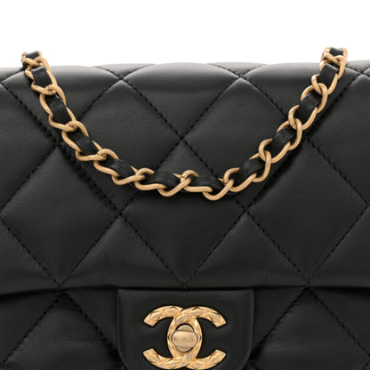 Chanel Lambskin Quilted Chain Around Mini Flap Bag Black 8 of 10