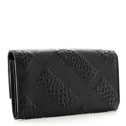 Burberry Signature Grain Calfskin Check Embossed Porter Continental Wallet Black 3 of 8