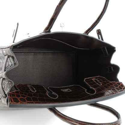 Hermes Shiny Niloticus Crocodile Birkin 30 Havane 8 of 23