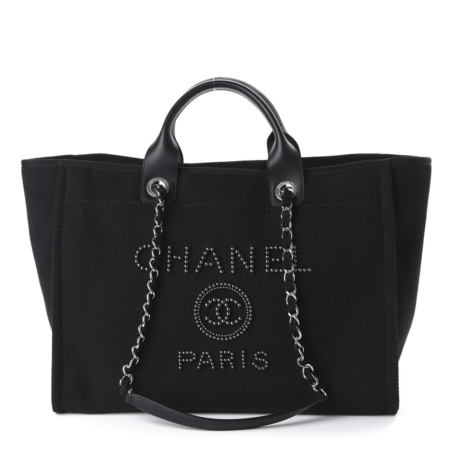 Canvas Pearl Medium Deauville Tote Black