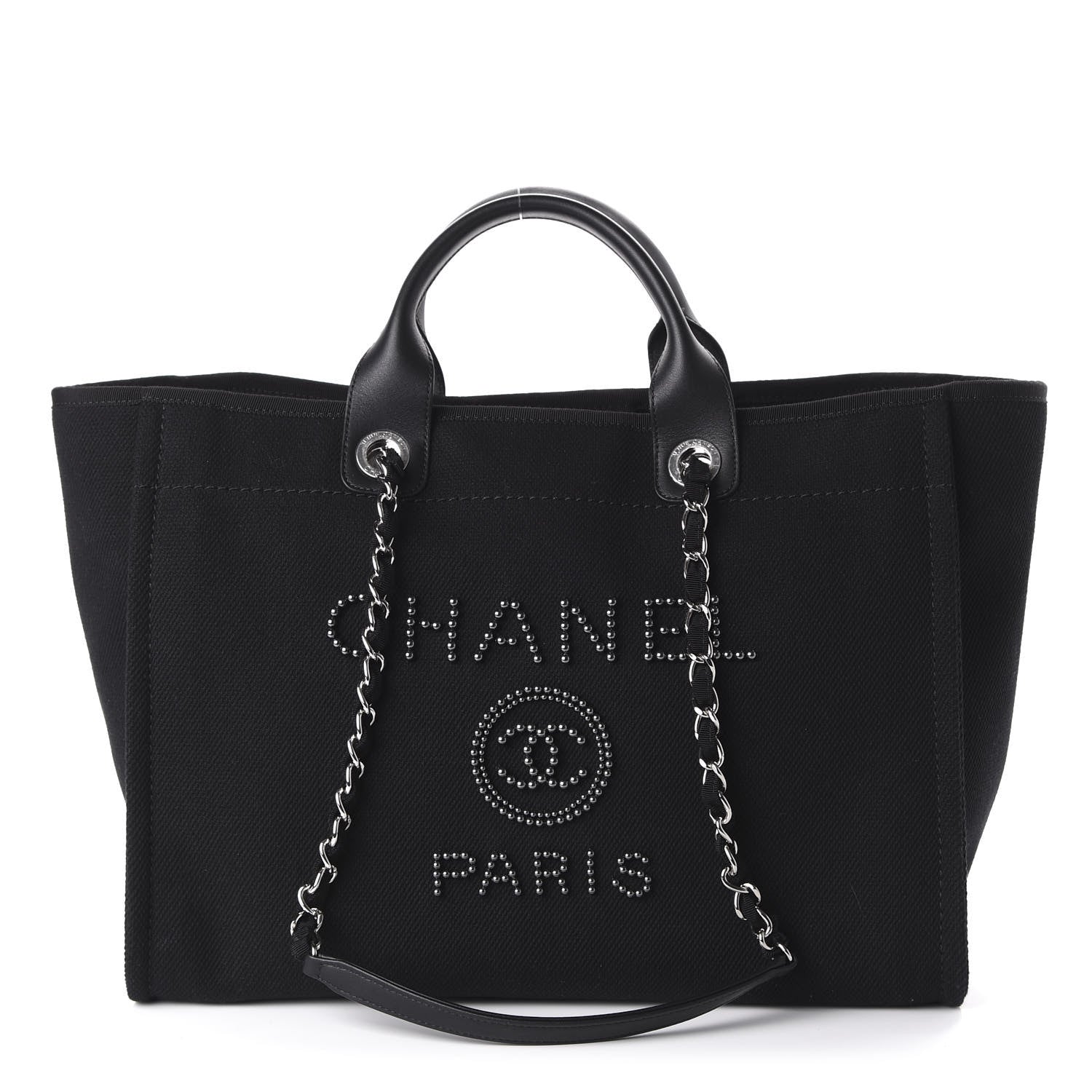 Chanel Canvas Pearl Medium Deauville Tote Black 1 of 10