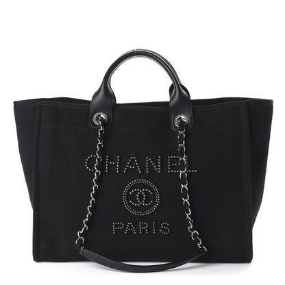 Chanel Canvas Pearl Medium Deauville Tote Black 1 of 10