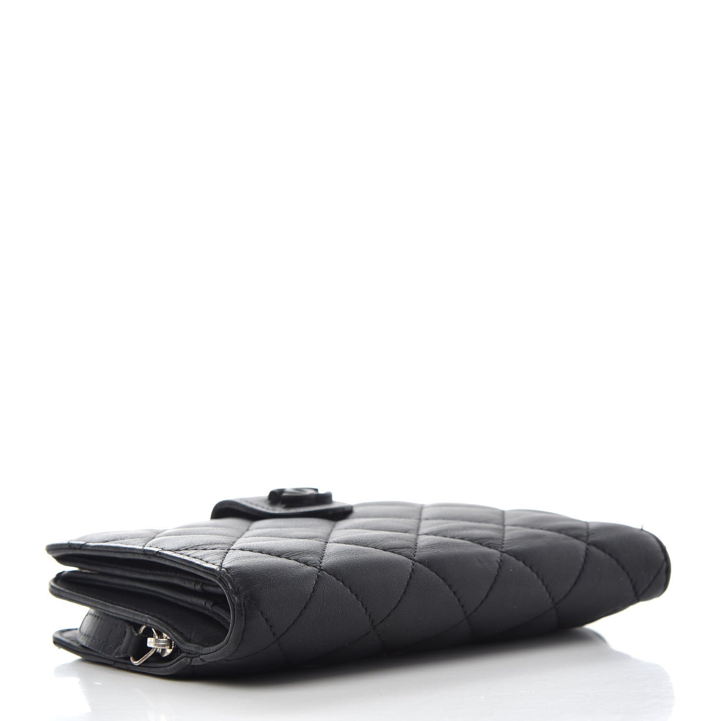 Lambskin Quilted Zipped Pocket Wallet Black