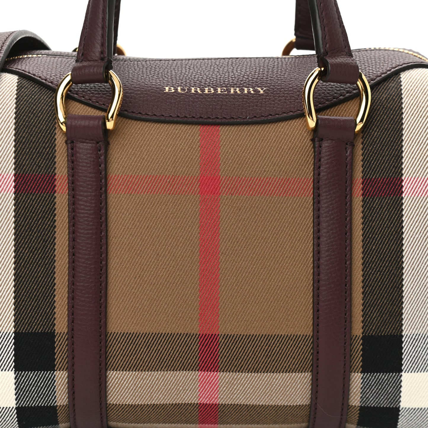 House Check Derby Calfskin Small Alchester Bowling Bag Mahogany Red