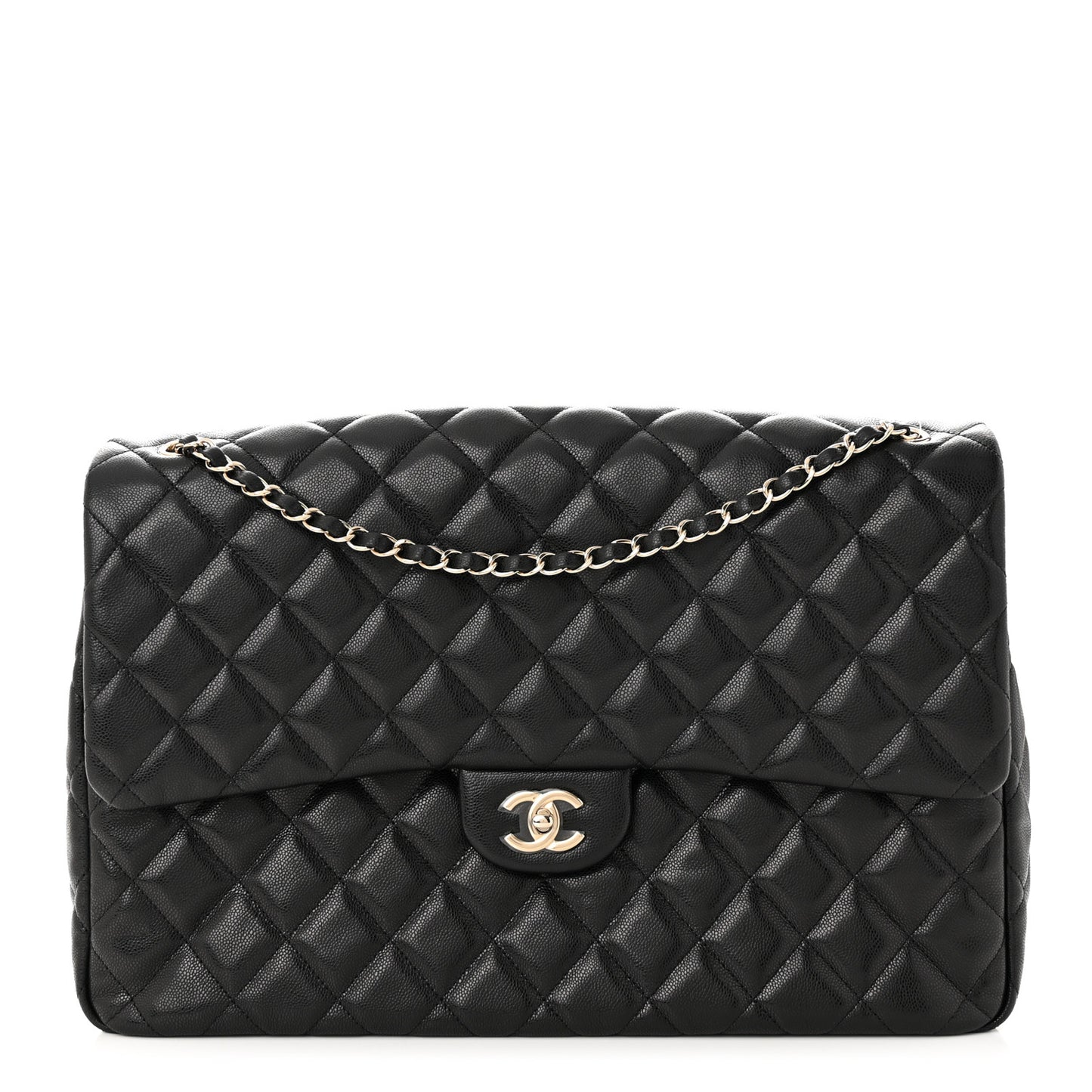 Caviar Quilted Small XXL Travel Flap Bag Black