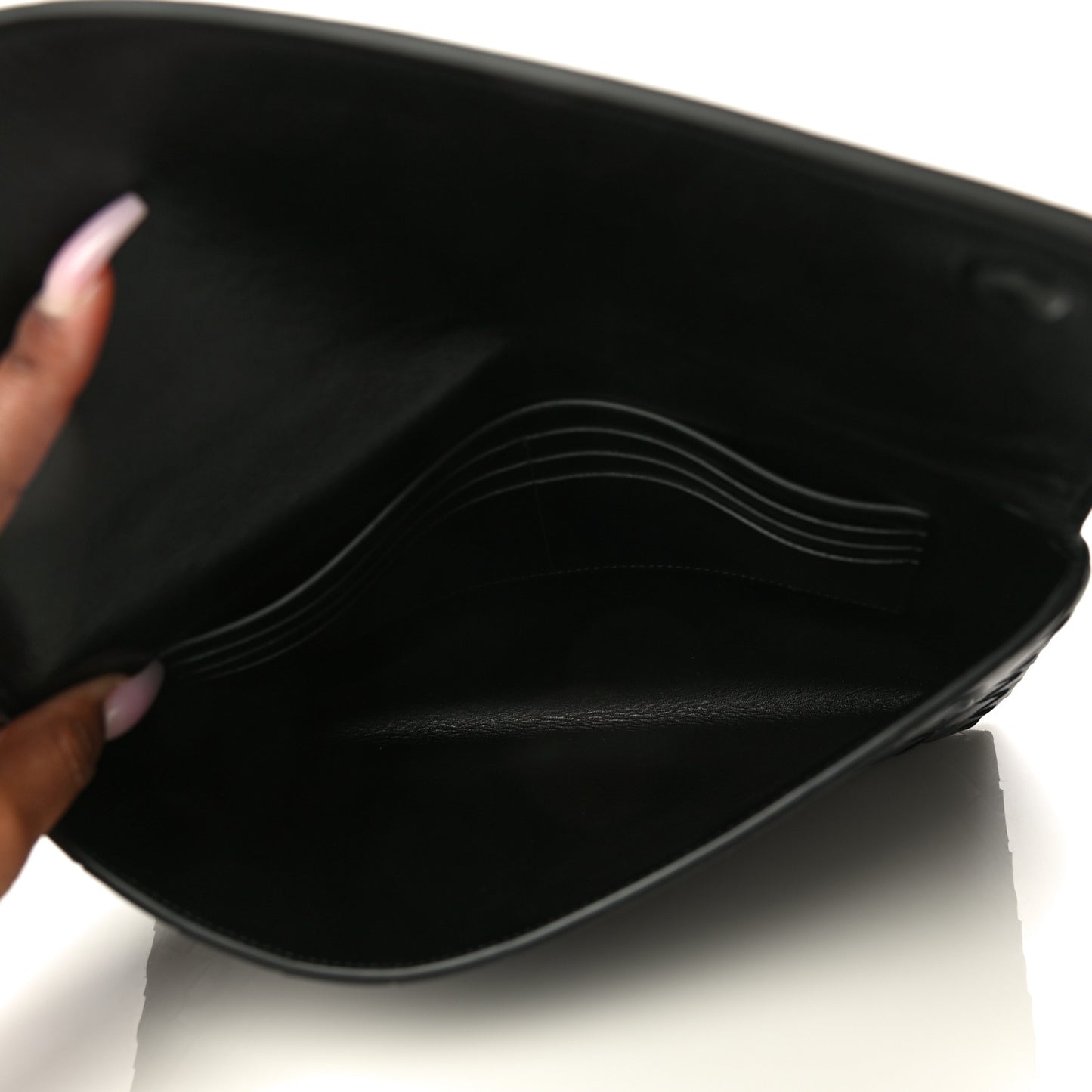 Nappa Intrecciato Flap Pouch Black