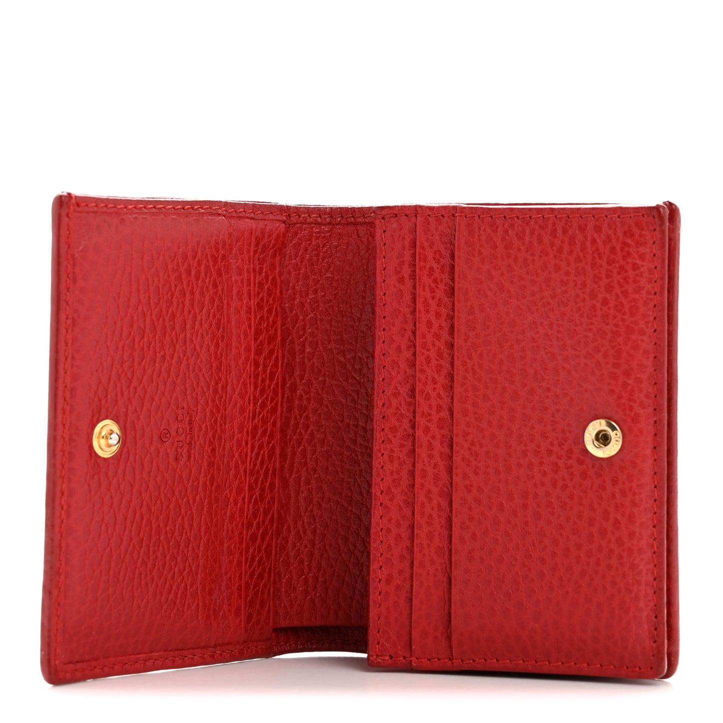 Dollar Calfskin GG Marmont Card Case Hibiscus Red