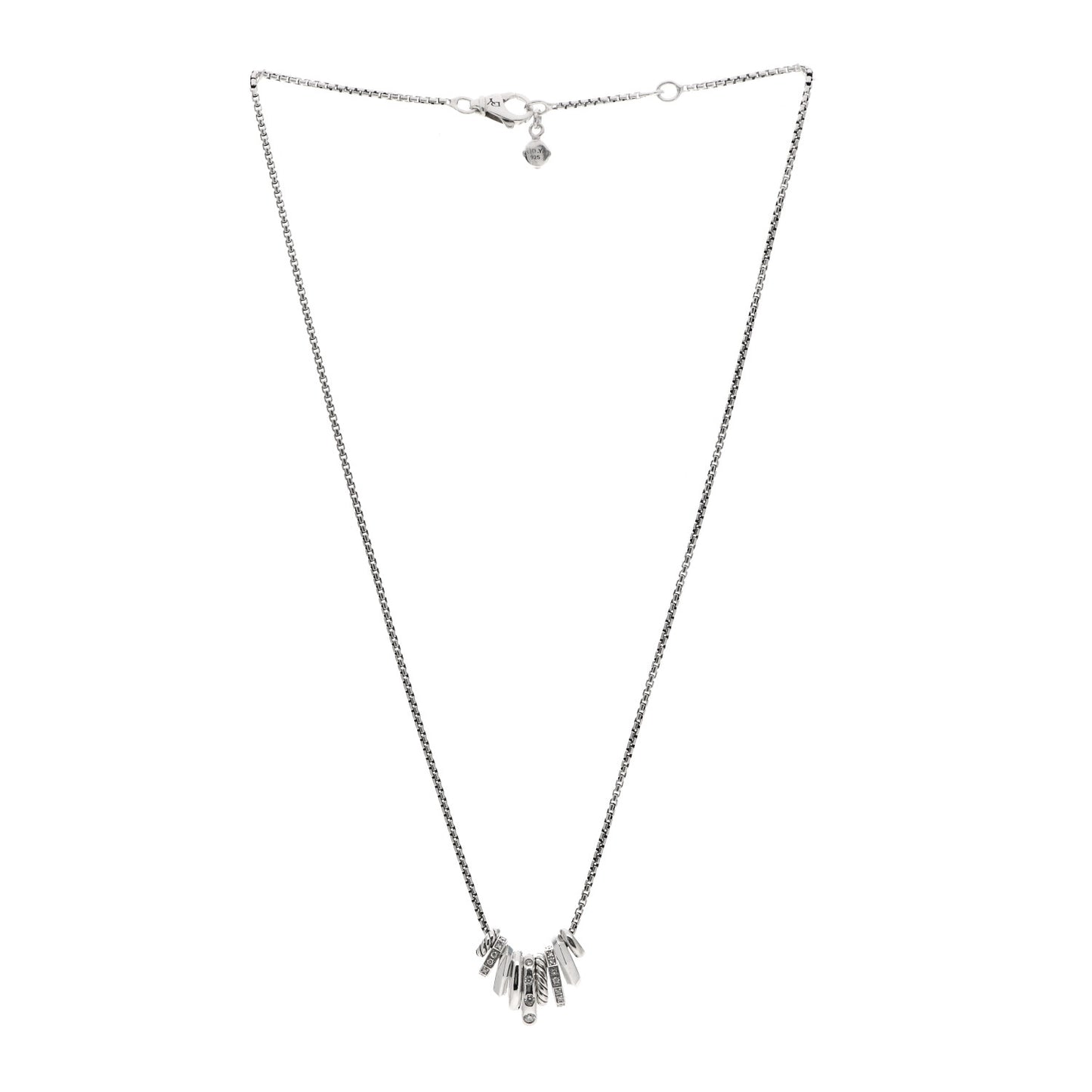 Sterling Silver Diamond Stax Rondelle Pendant Necklace
