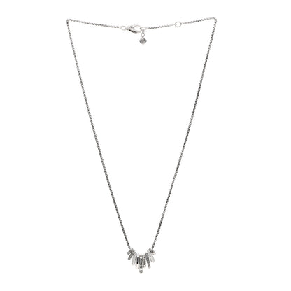 David Yurman Sterling Silver Diamond Stax Rondelle Pendant Necklace 3 of 4