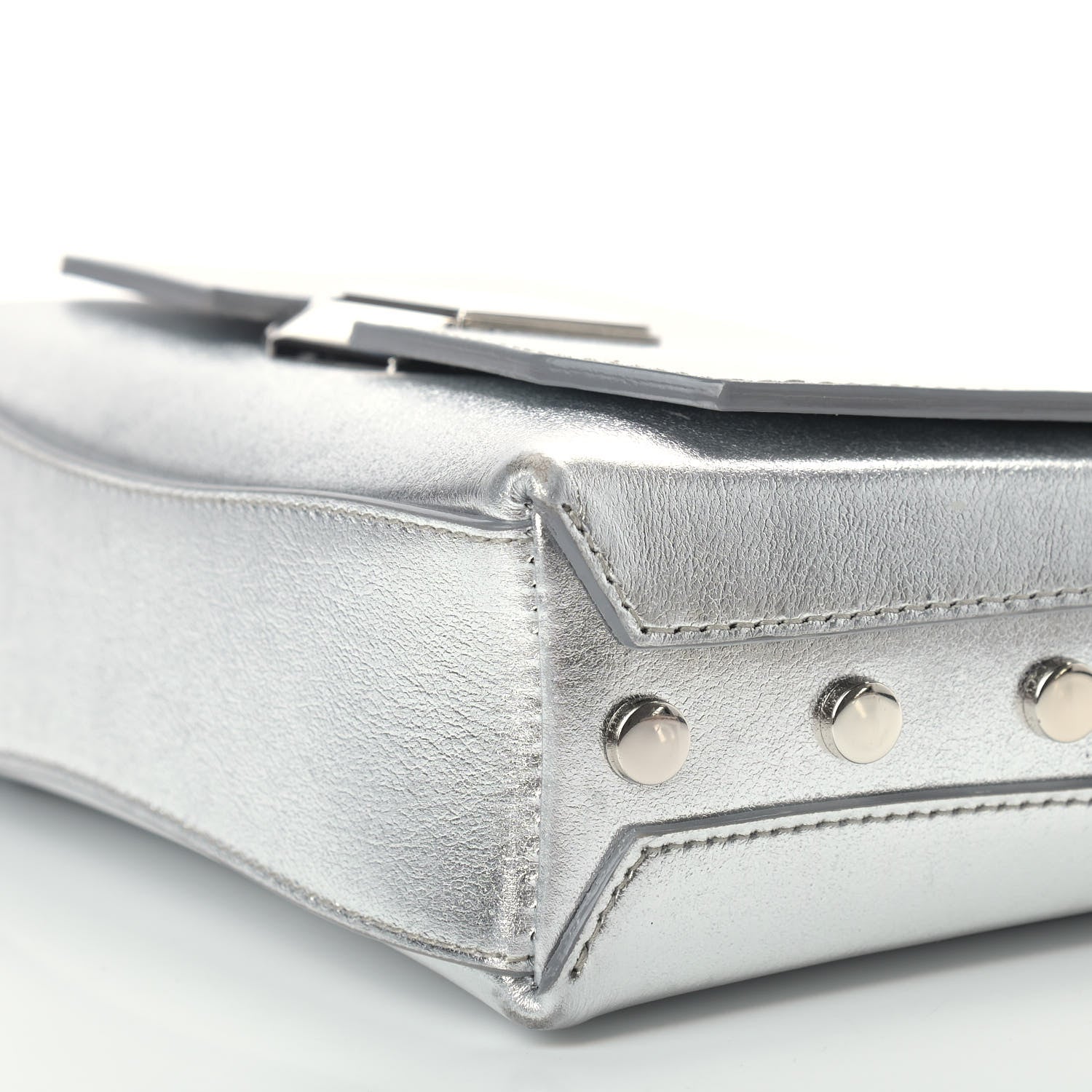 Jimmy Choo Metallic Calfskin Lockett Petite Shoulder Bag Silver 6 of 10