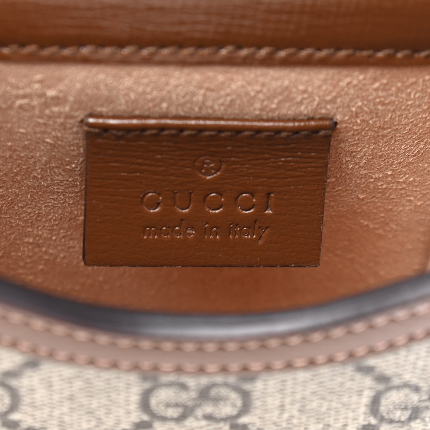 Gucci GG Supreme Monogram Mini Horsebit 1955 Crossbody Bag Beige Brown Sugar 5 of 8
