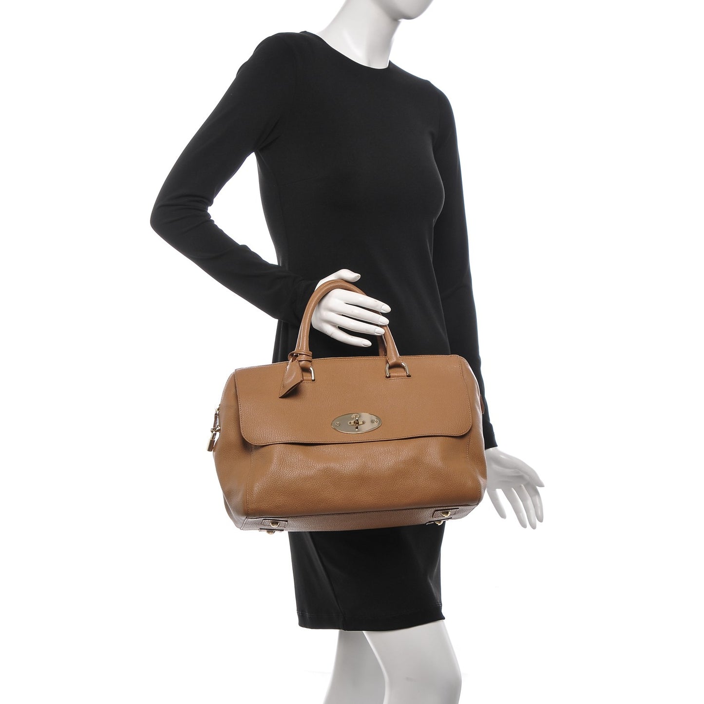 Glossy Goatskin Medium Del Rey Satchel Fudge