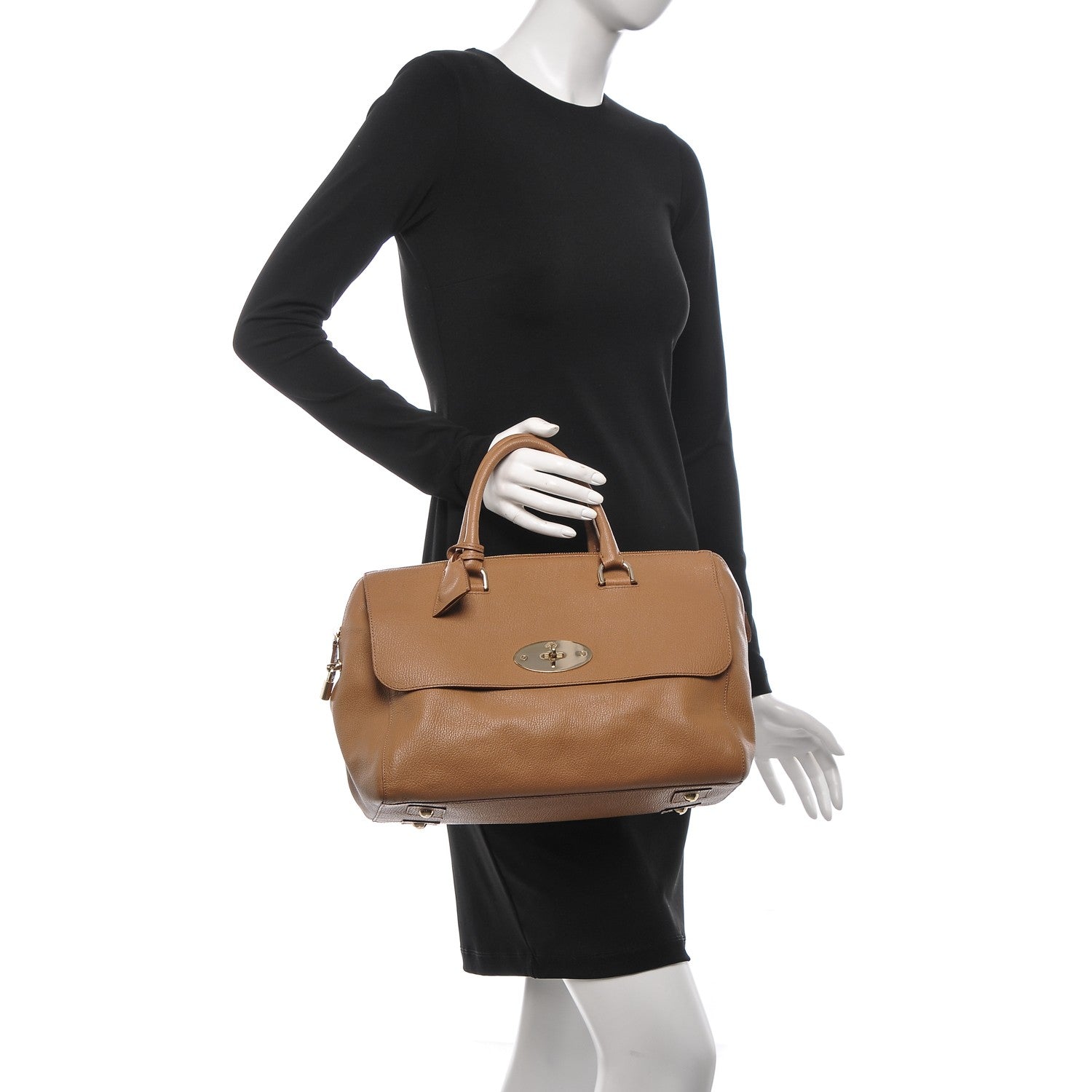 Mulberry Glossy Goatskin Medium Del Rey Satchel Fudge 2 of 8