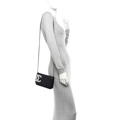 Chanel Calfskin Quilted Cambon Wallet on Chain WOC Black Silver 2 of 11