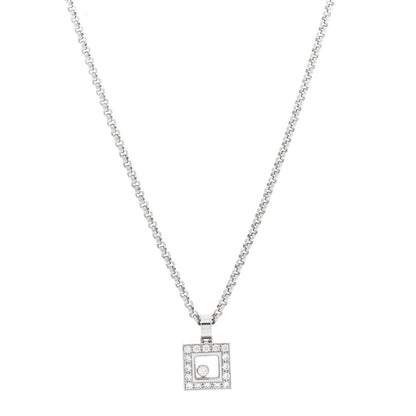 Chopard 18k White Gold Happy Diamonds Icons Square Heart Necklace 1 of 5