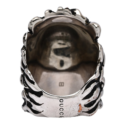 Gucci Metal Crystal Lion Head Ring 6.25 Pink Silver 4 of 7