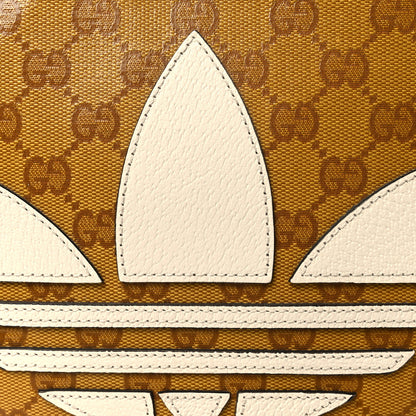 Gucci X ADIDAS Crystal Vintage Monogram Textured Dollar Calfskin Web Trefoil Small Ophidia Round Shoulder Bag Mid Natural Nut Off White New Acero 8 of 10