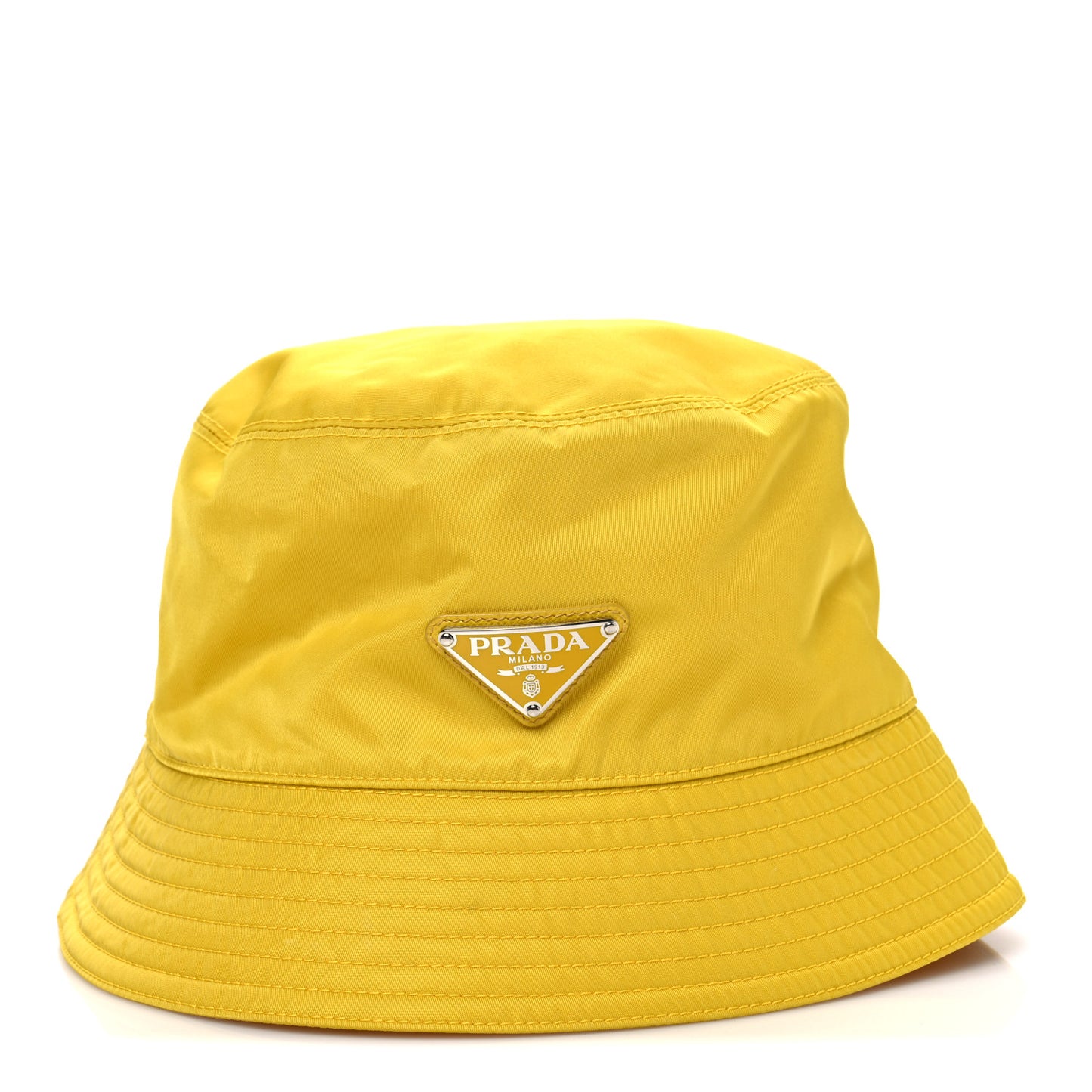 Re-Nylon Metal Triangle Logo Mens Bucket Hat M Giallo