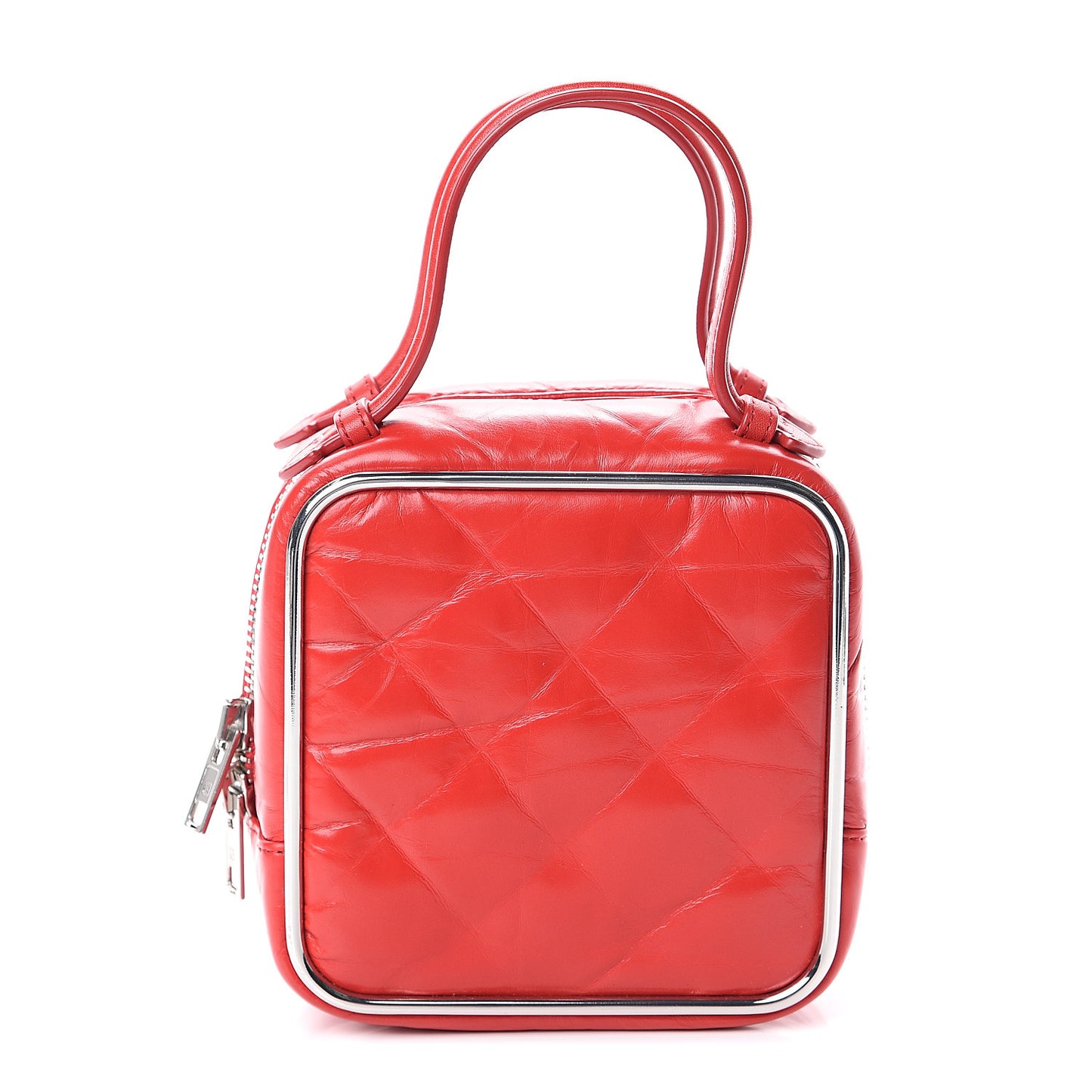 Calfskin Quilted Halo Top Handle Bag Red