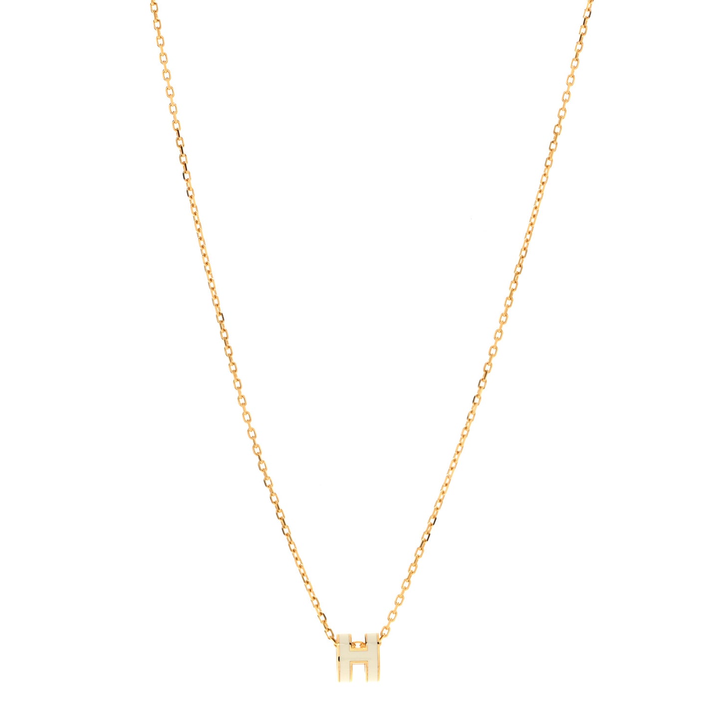 Lacquered Gold Mini Pop H Pendant Necklace White
