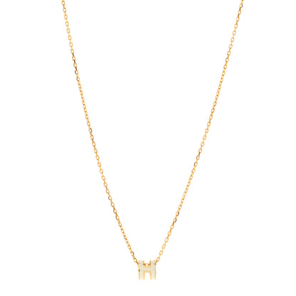 Hermes Lacquered Gold Mini Pop H Pendant Necklace White 1 of 7