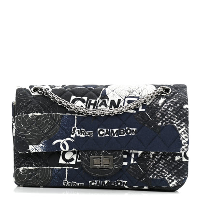 Chanel Jersey Quilted Graffiti Reissue 225 Flap Navy Blue 1 of 10
