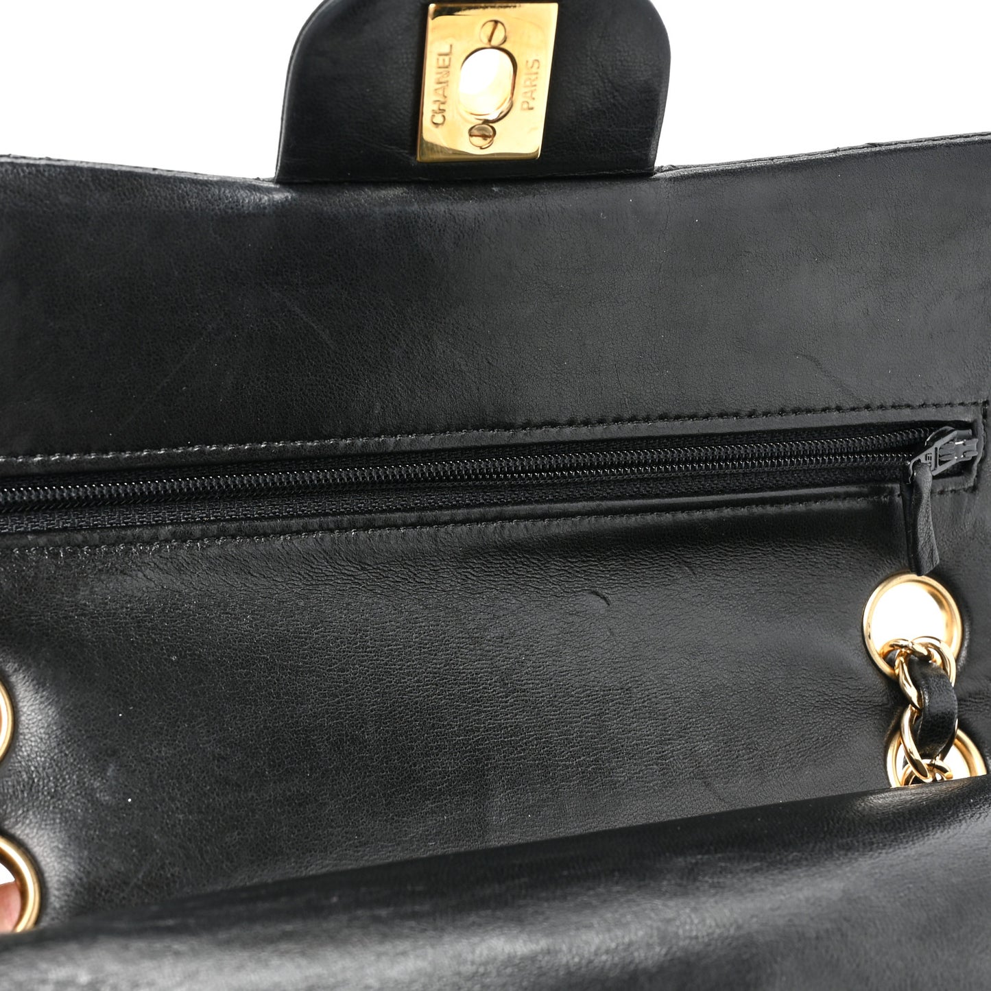 Lambskin Quilted Small Double Flap Black