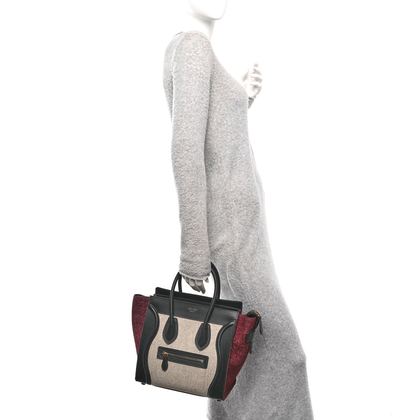 Felt Smooth Calfskin Micro Tri-Color Luggage Brown Black